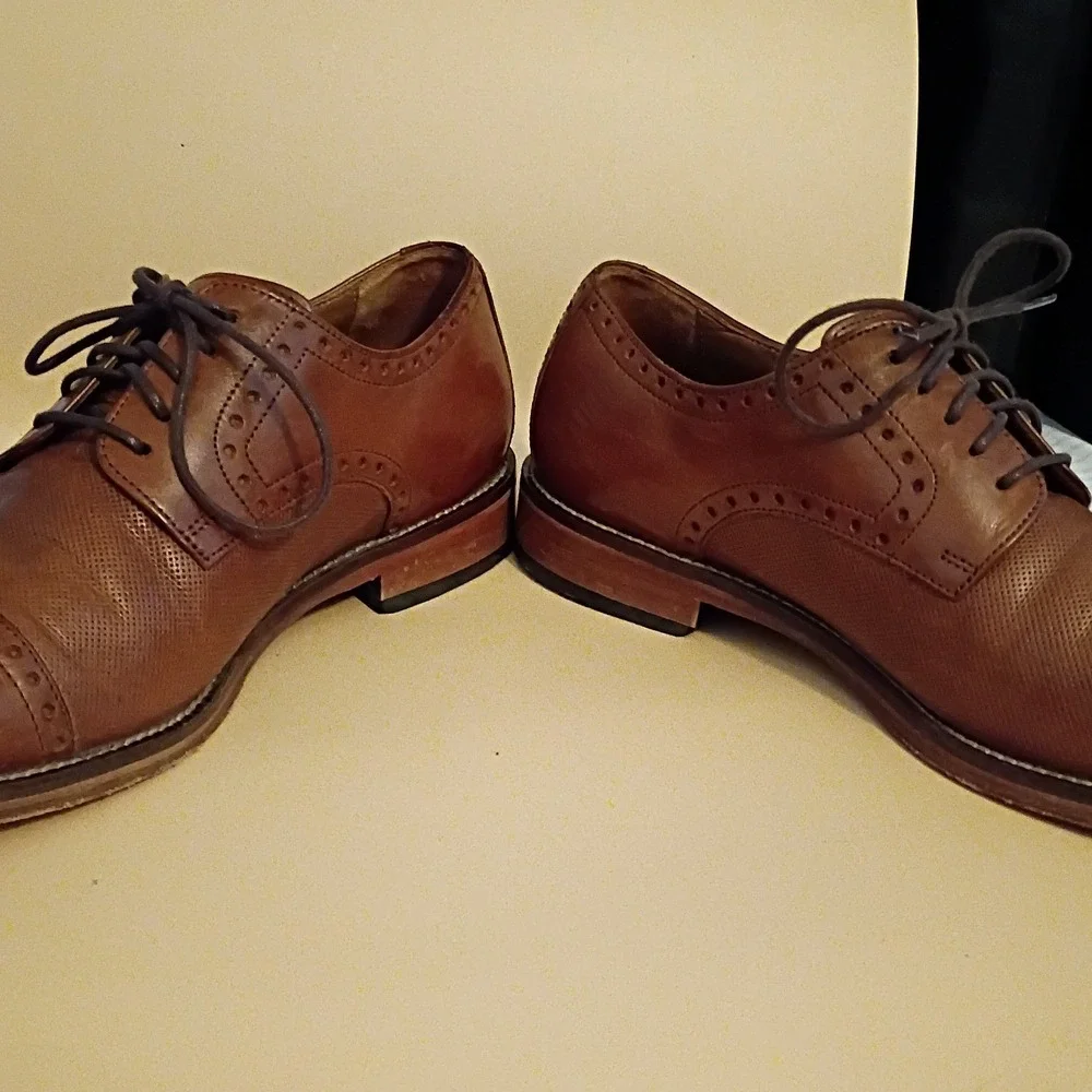 J.‎ Murphy Dress Shoes Mens 8M Brown Leather Cap Toe Perforated Brogue Oxfords